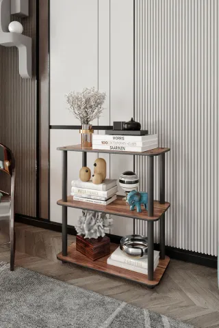 3 Katlı Dekoratif Diktörtgen Kitaplık